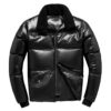 men’s black genuine sheepskin faux fur collar cool fashionable warm