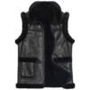 men’s black genuine sheepskin sherpa leather waistcoat