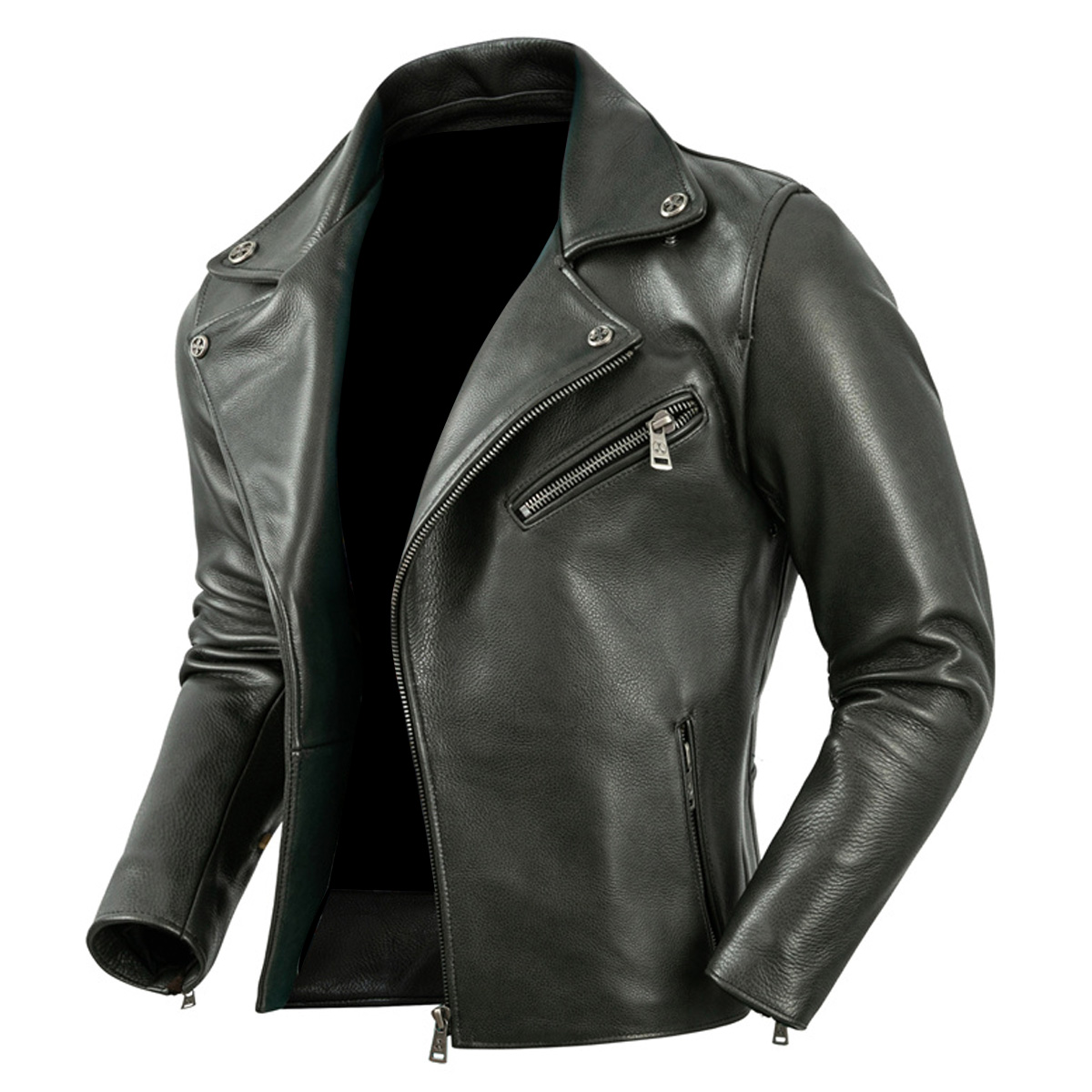 men’s biker black genuine cowhide double pointed collar brando style motorcycle rider leather jacket men’s biker black genuine cowhide double pointed collar brando style motorcycle rider leather jacket