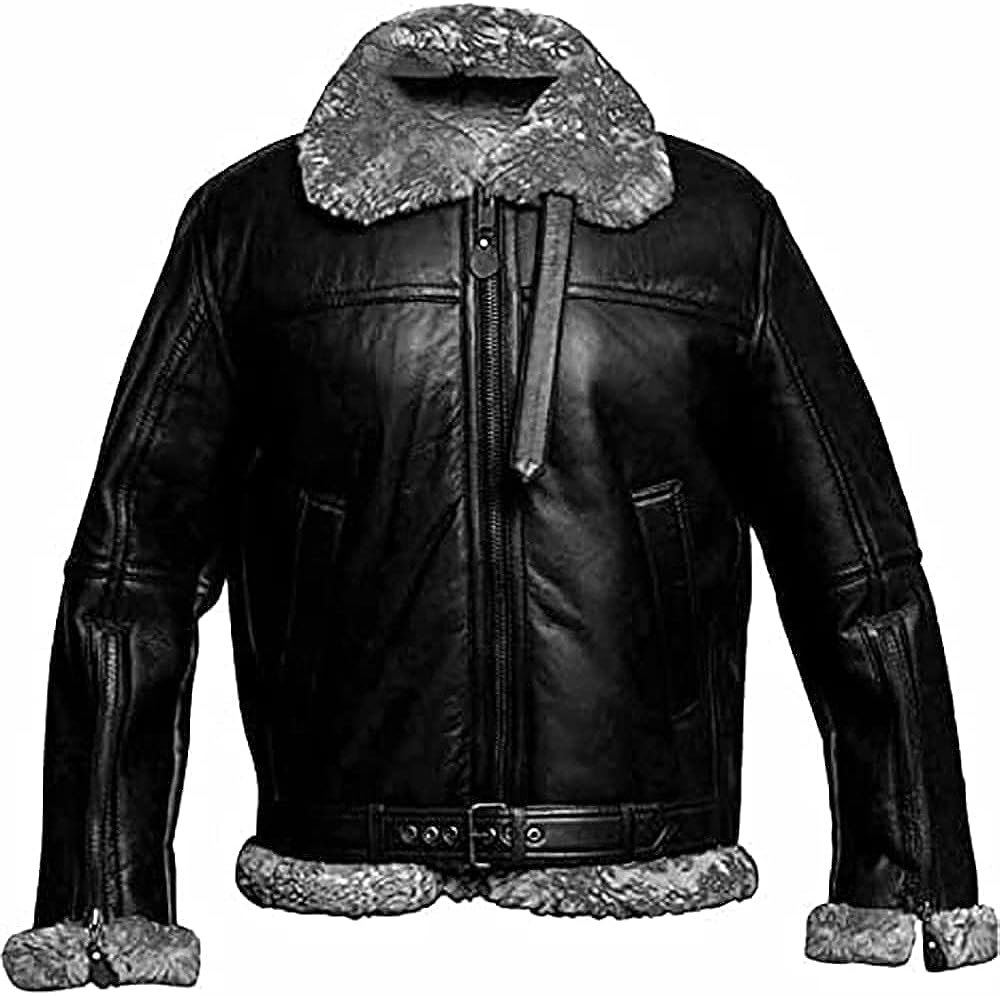men’s black shearling leather aviator jacket premium winter bomber men’s black shearling leather aviator jacket premium winter bomber
