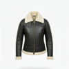 premium shearling aviator jacket black for women
