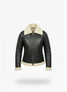 premium shearling aviator jacket black for women