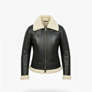 premium shearling aviator jacket black for women