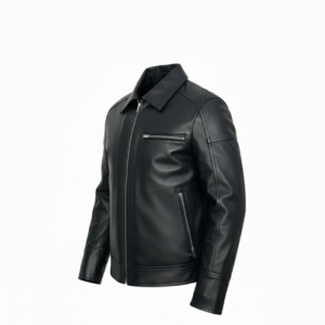 luxury men’s leather zip jacket