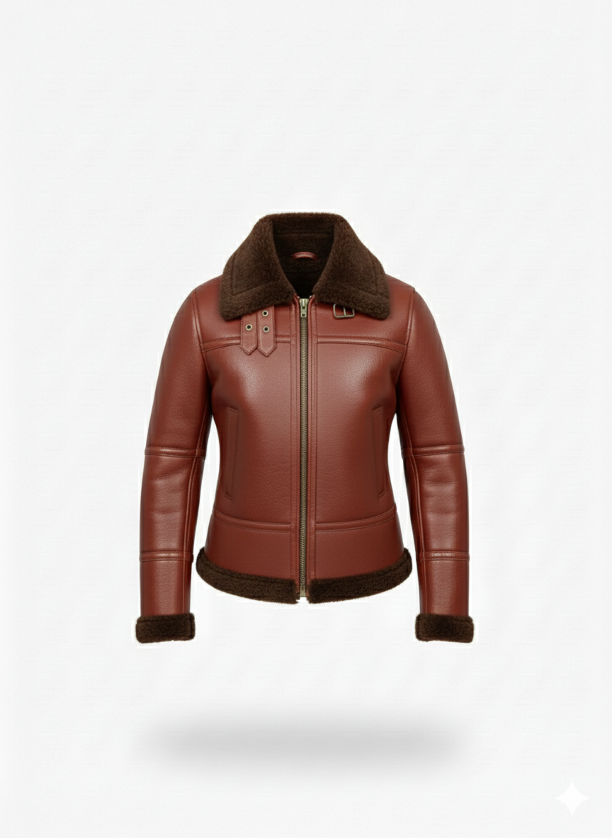 women’s premium winter leather style jacket with fur collar women’s premium winter leather style jacket with fur collar