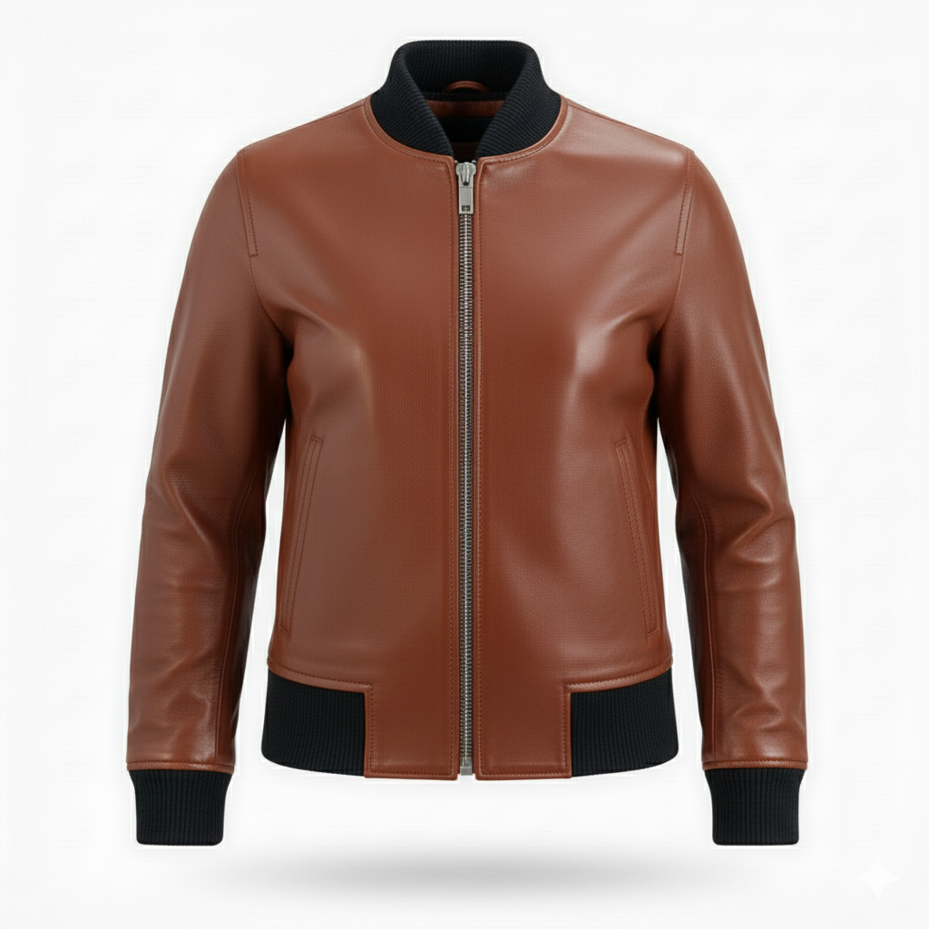 men’s classic leather bomber jacket premium finish