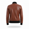 premium leather bomber jacket with ribbed collar premium leather bomber jacket with ribbed collar