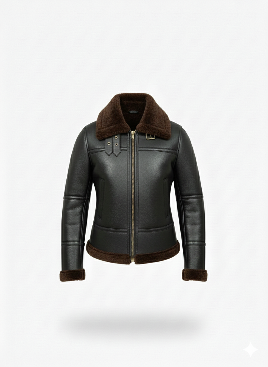 women’s premium winter leather style jacket with fur collar women’s premium winter leather style jacket with fur collar