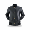 premium leather bomber jacket with ribbed collar premium leather bomber jacket with ribbed collar
