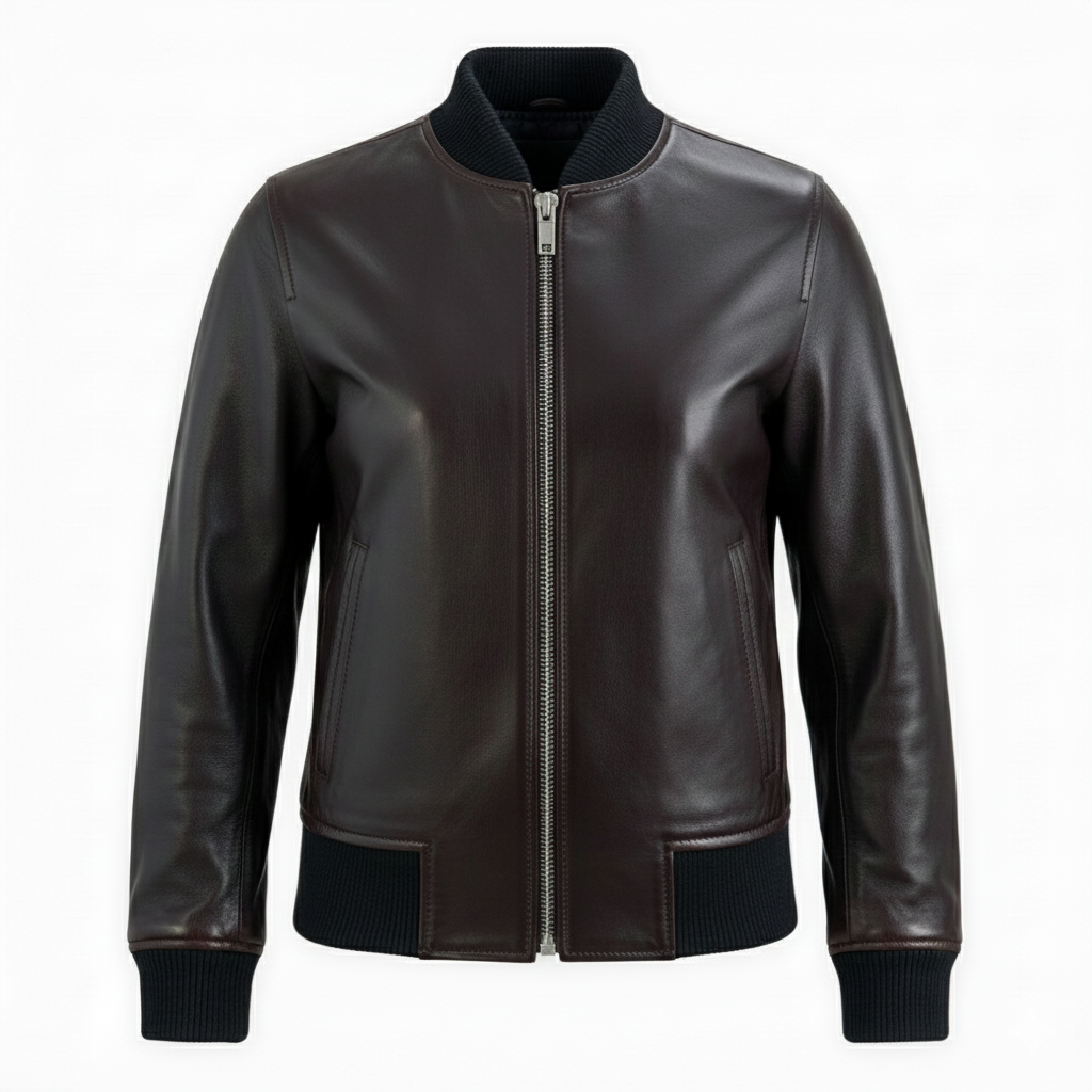 men’s classic leather bomber jacket premium finish