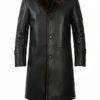 men’s black shearling leather long coat
