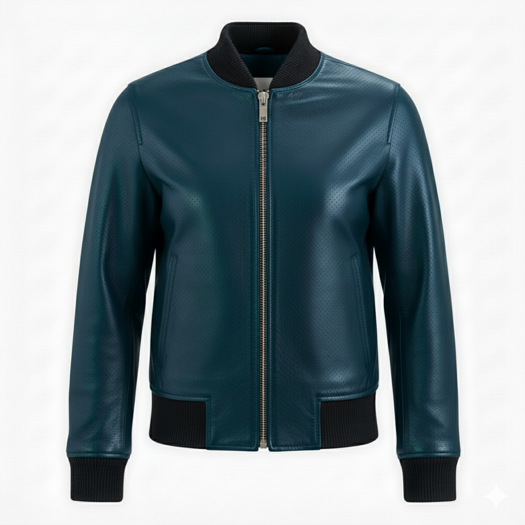 men’s classic leather bomber jacket premium finish