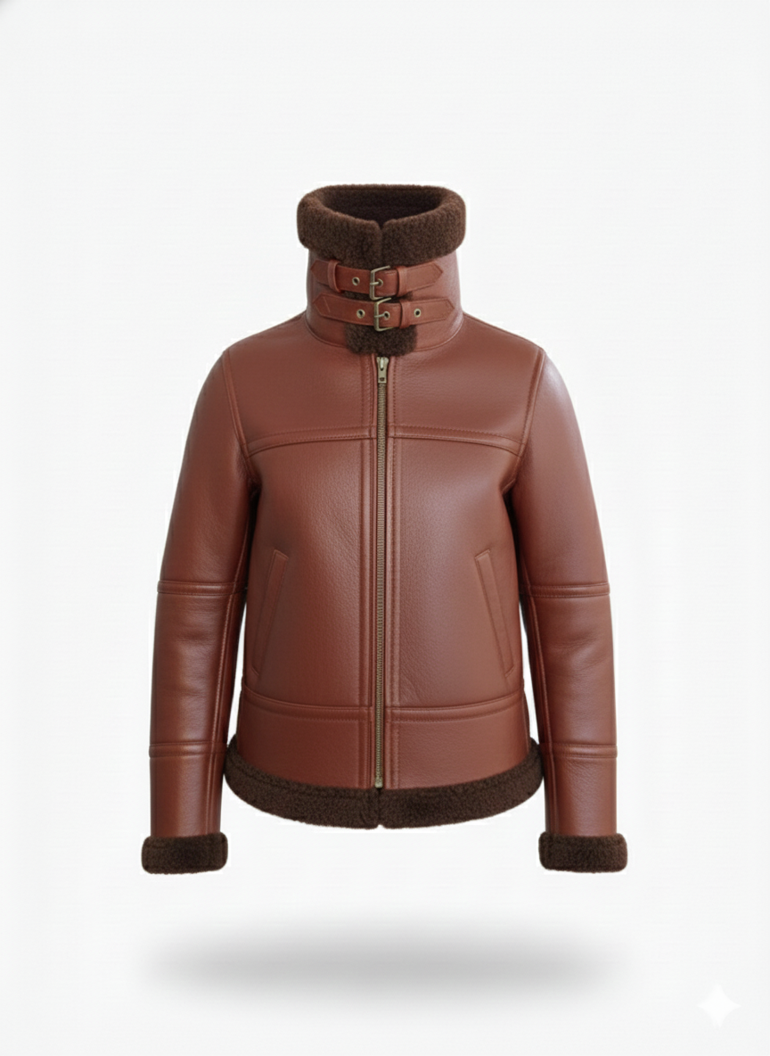 women’s premium winter leather style jacket with fur collar women’s premium winter leather style jacket with fur collar