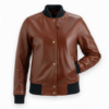 premium leather bomber jacket with ribbed collar premium leather bomber jacket with ribbed collar