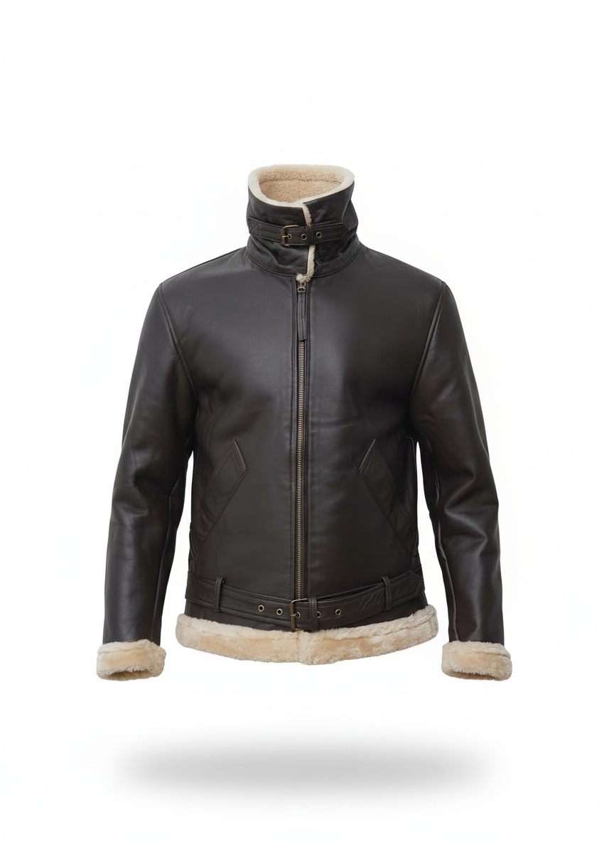 men’s shearling leather aviator jacket