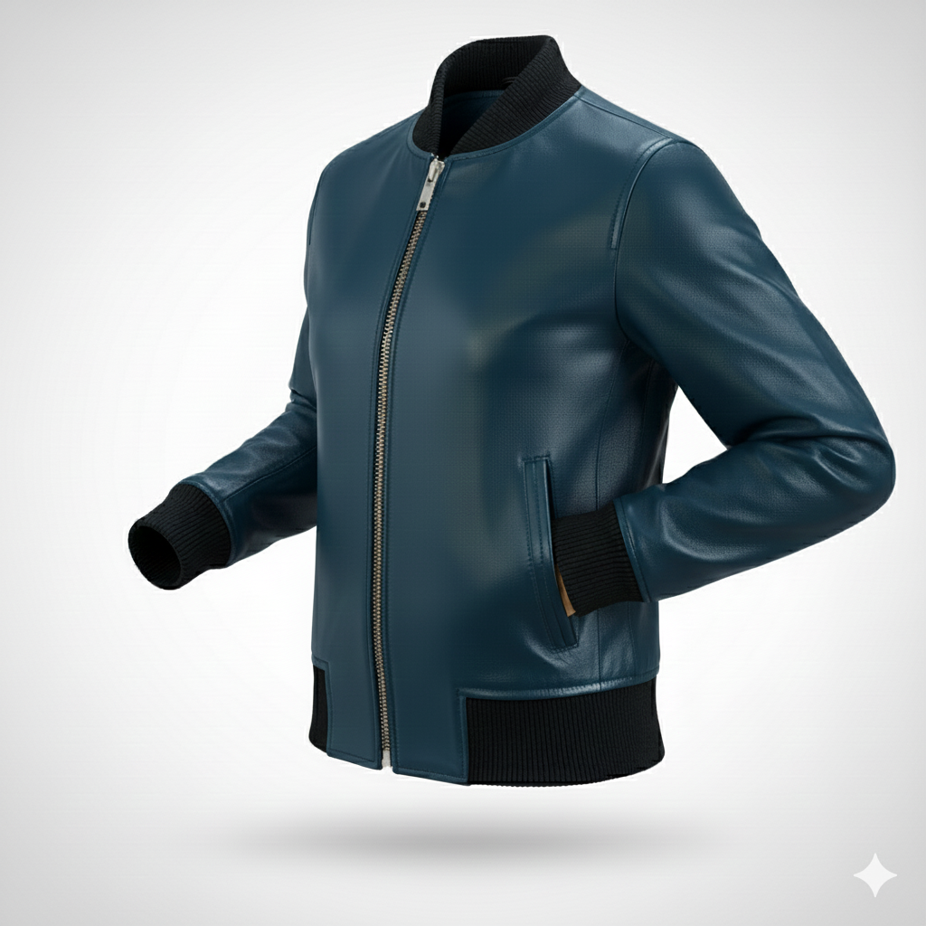 men’s classic leather bomber jacket premium finish