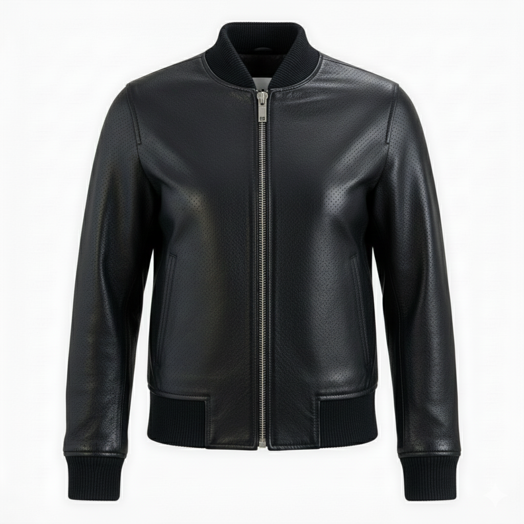 men’s classic leather bomber jacket premium finish