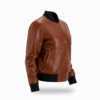 premium leather bomber jacket with ribbed collar premium leather bomber jacket with ribbed collar