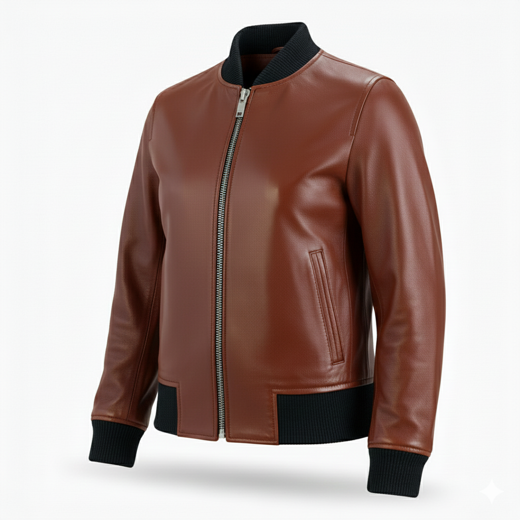 men’s classic leather bomber jacket premium finish