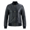 premium leather bomber jacket with ribbed collar premium leather bomber jacket with ribbed collar