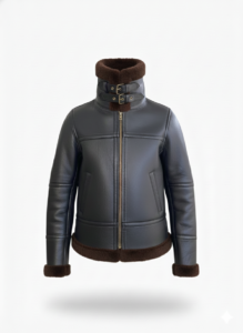 women’s premium winter leather style jacket with fur collar