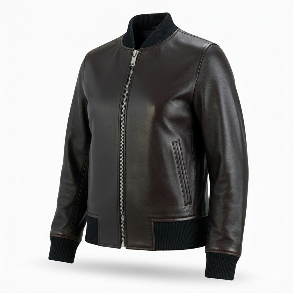men’s classic leather bomber jacket premium finish