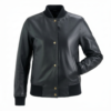 premium leather bomber jacket with ribbed collar premium leather bomber jacket with ribbed collar