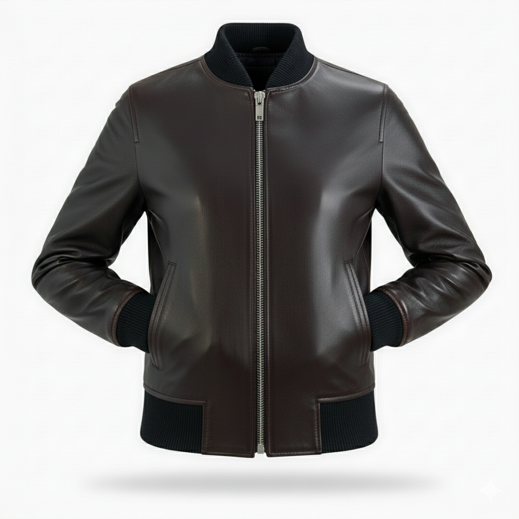 men’s classic leather bomber jacket premium finish