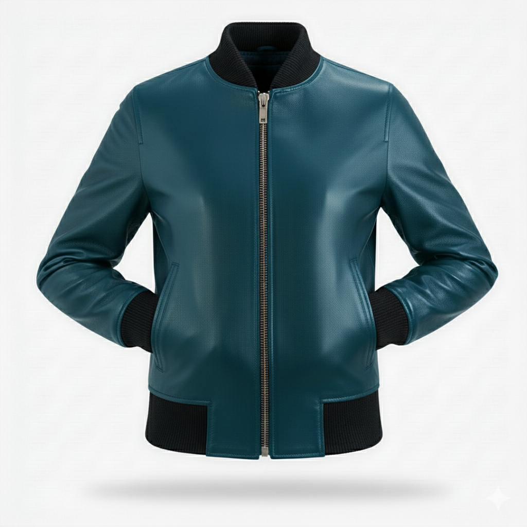 men’s classic leather bomber jacket premium finish