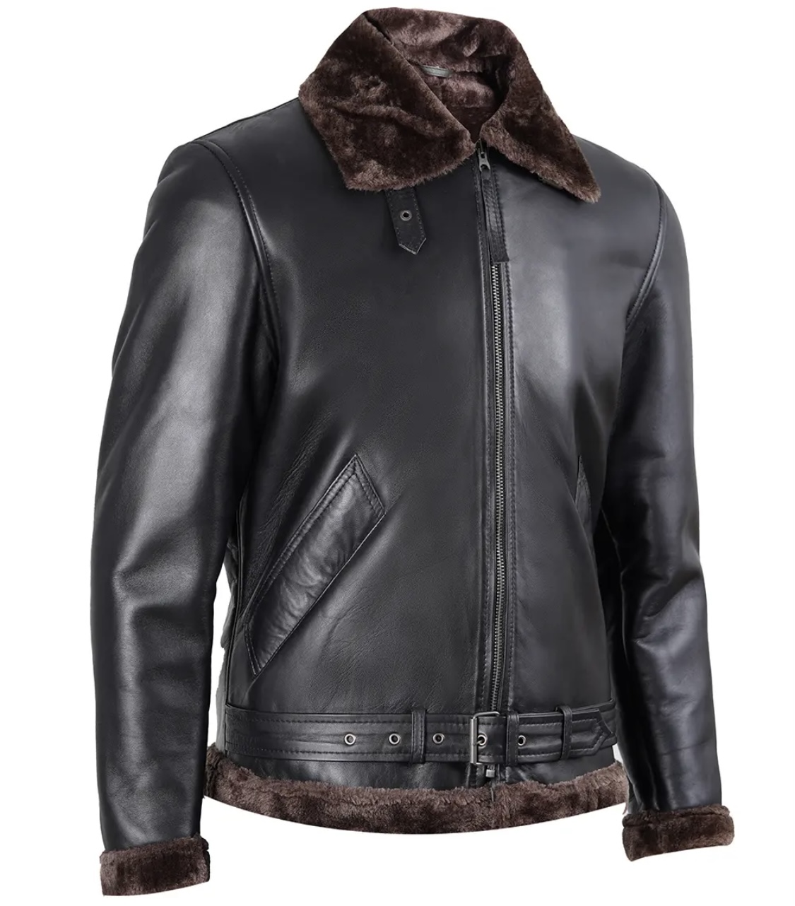 men’s shearling leather aviator jacket