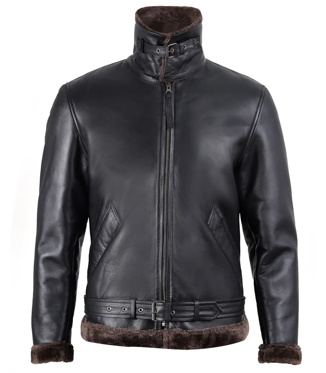 men’s shearling leather aviator jacket