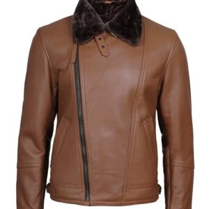 men’s shearling leather biker jacket – premium winter aviator style
