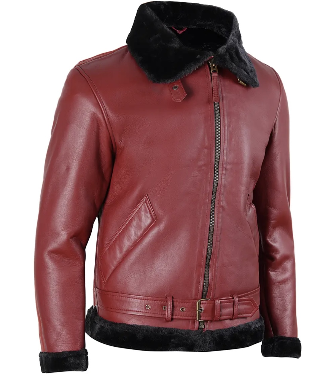 men’s shearling leather aviator jacket