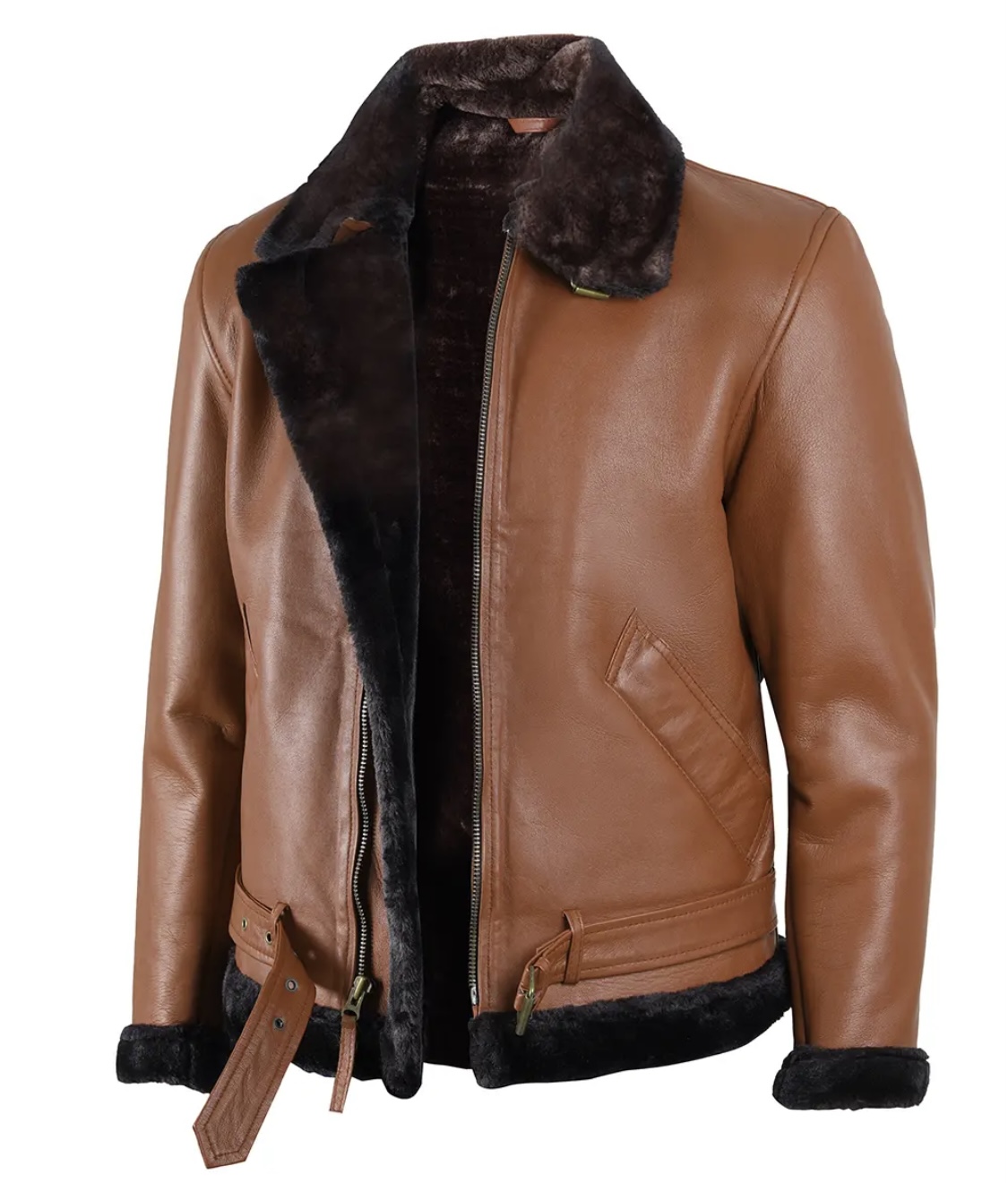 men’s shearling leather aviator jacket