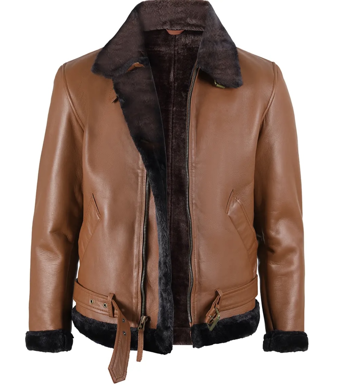 men’s shearling leather aviator jacket