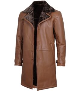 men’s shearling leather long coat