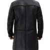 luxury men’s black shearling longline leather coat