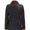 women’s double breasted faux leather shearling jacket with belt