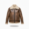women’s oversized aviator leather style jacket with fur lining