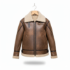 women’s oversized aviator leather style jacket with fur lining