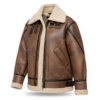 women’s oversized aviator leather style jacket with fur lining