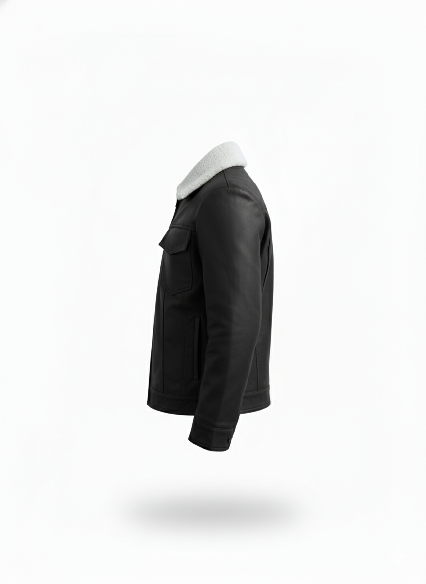 men’s premium shearling collar leather jacket men’s premium shearling collar leather jacket
