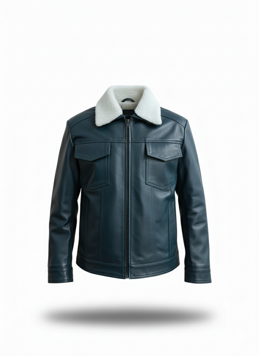 men’s premium shearling collar leather jacket men’s premium shearling collar leather jacket