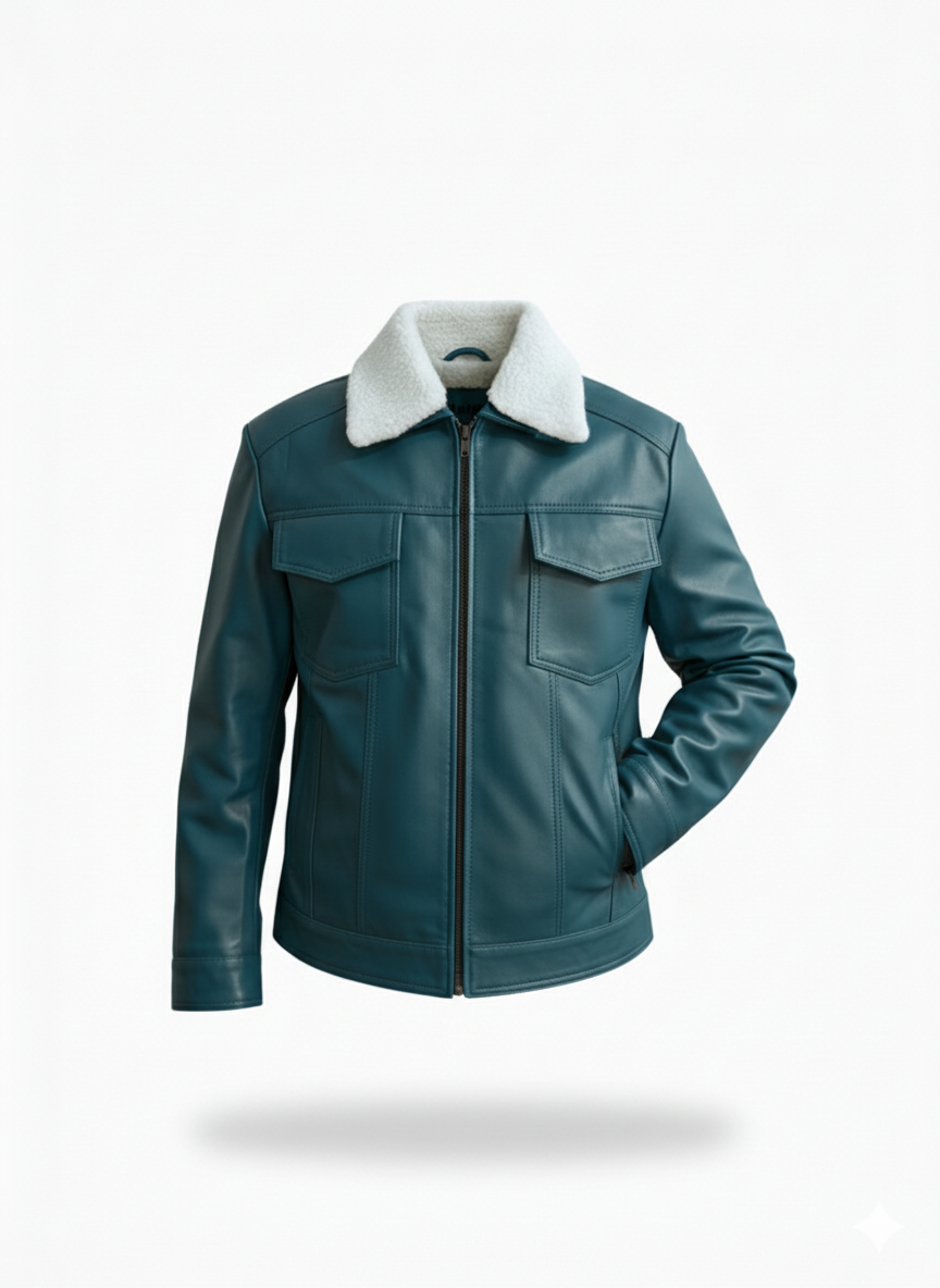 men’s premium shearling collar leather jacket men’s premium shearling collar leather jacket