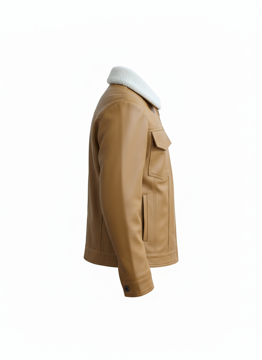 men’s premium shearling collar leather jacket men’s premium shearling collar leather jacket