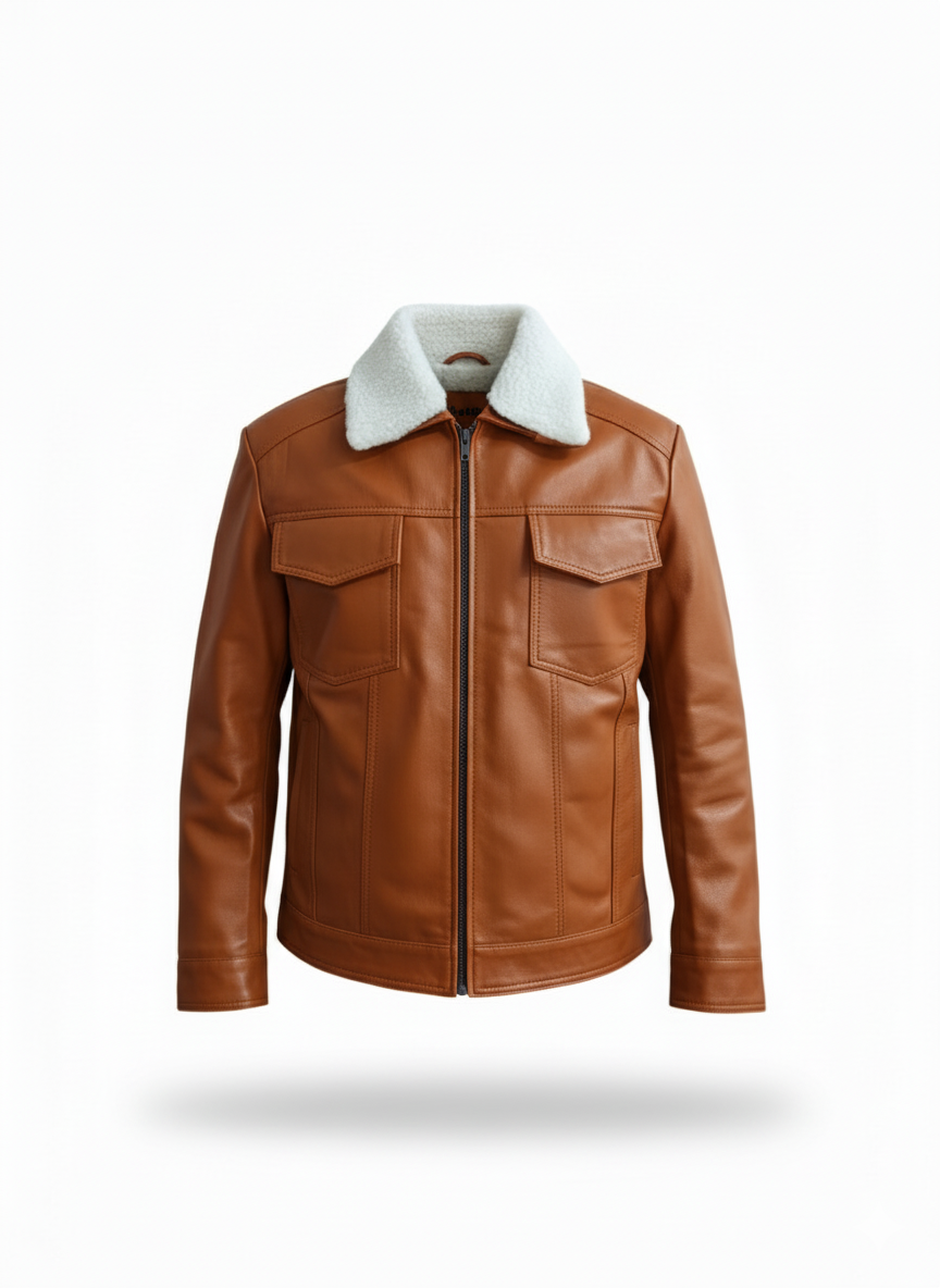men’s premium shearling collar leather jacket men’s premium shearling collar leather jacket