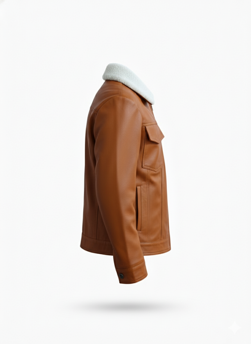 men’s premium shearling collar leather jacket men’s premium shearling collar leather jacket