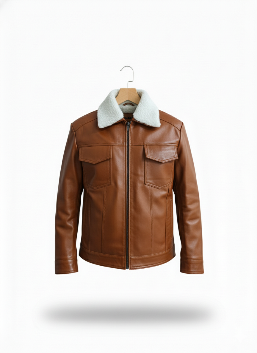 men’s premium shearling collar leather jacket men’s premium shearling collar leather jacket