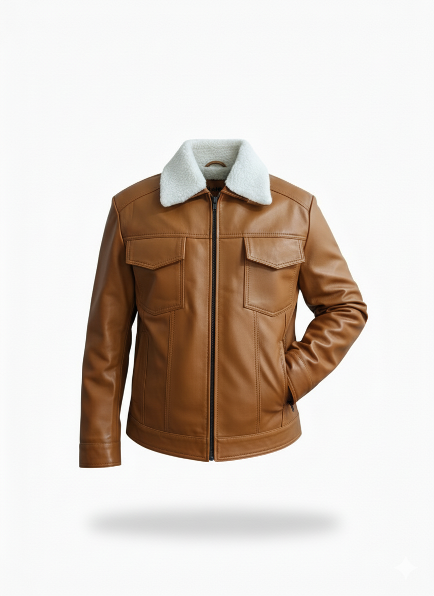 men’s premium shearling collar leather jacket men’s premium shearling collar leather jacket