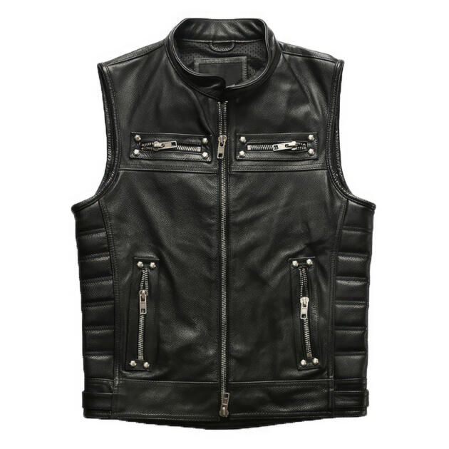 Men’s Genuine Sheepskin Moto Vest